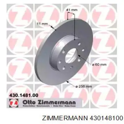 430148100 Zimmermann диск тормозной передний