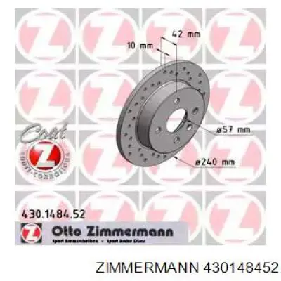 430148452 Zimmermann диск тормозной задний