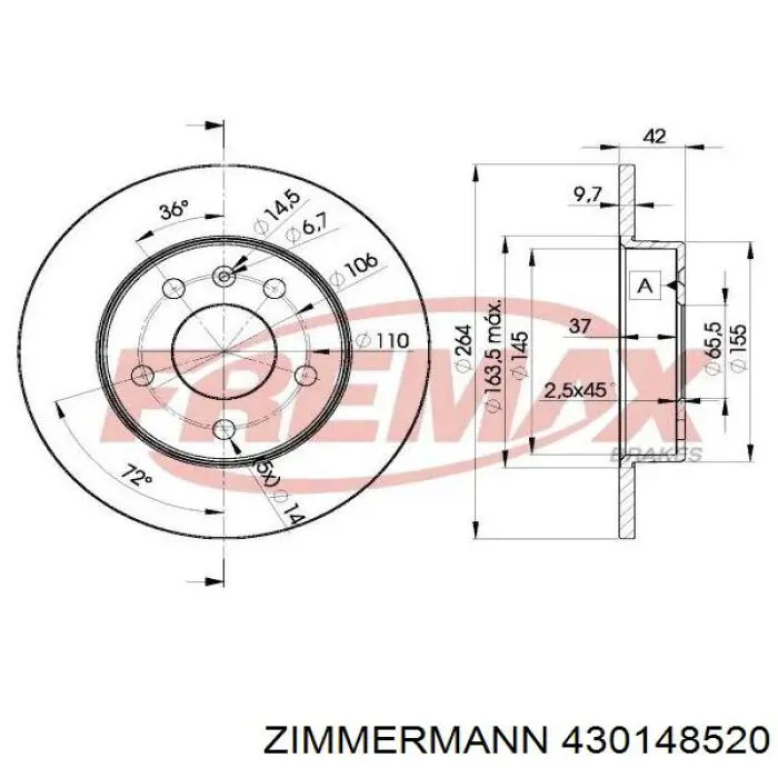 Тормозные диски 430148520 Zimmermann