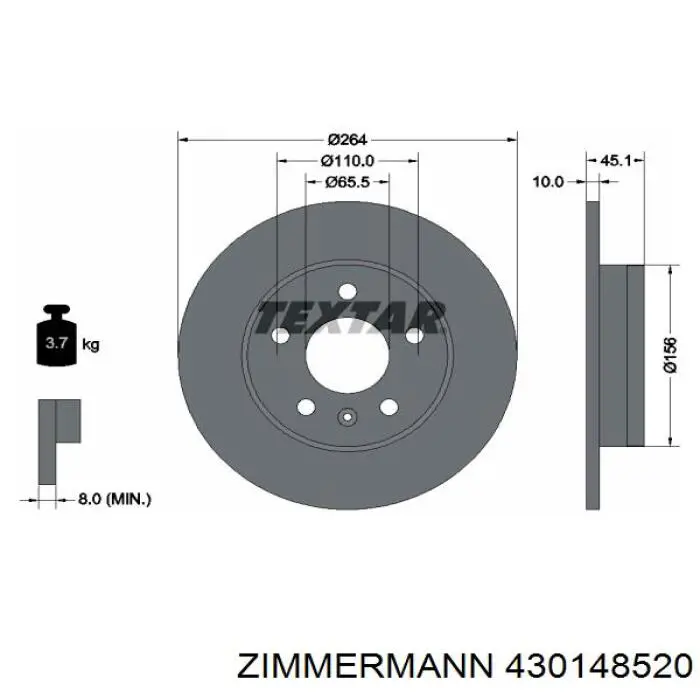 Купить 430148520 Zimmermann Диск тормозной задний