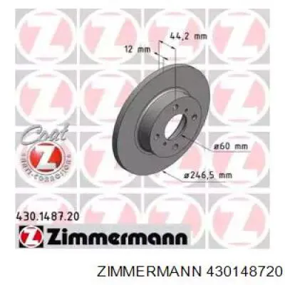430148720 Zimmermann диск тормозной передний