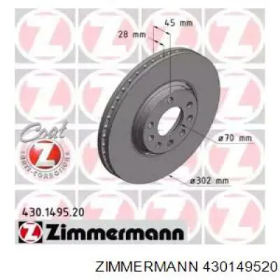 Freno de disco delantero 430149520 Zimmermann