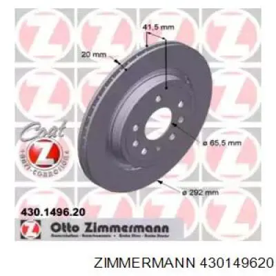 430149620 Zimmermann диск тормозной задний