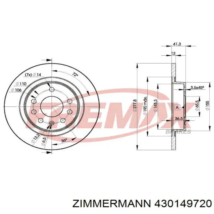 Тормозные диски 430149720 Zimmermann