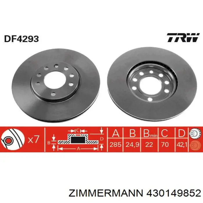 430149852 Zimmermann Диск тормозной передний