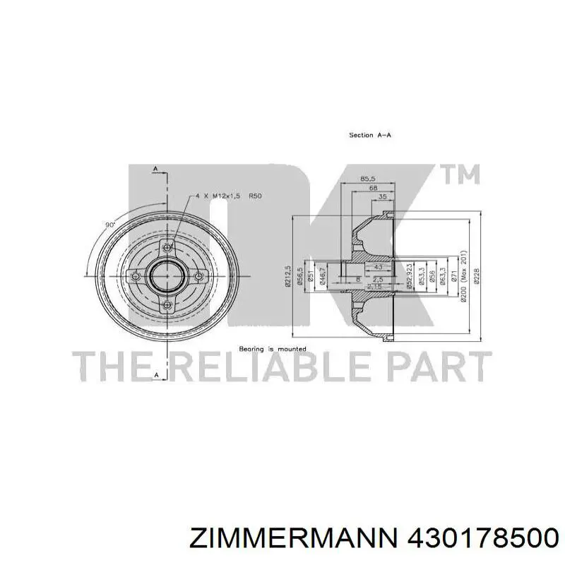 430178500 Zimmermann Тормозной барабан
