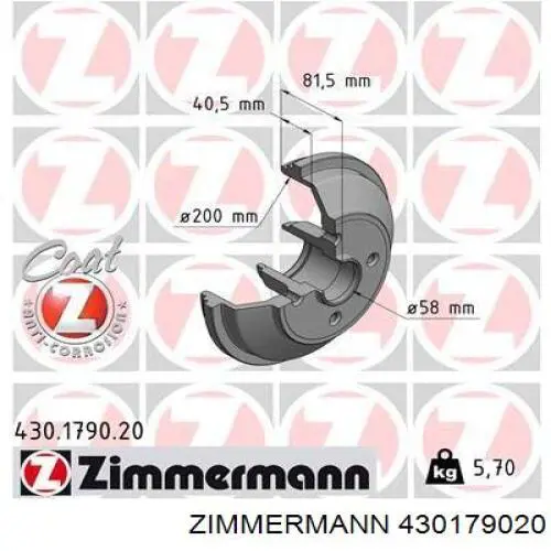 Freno de tambor trasero 430179020 Zimmermann