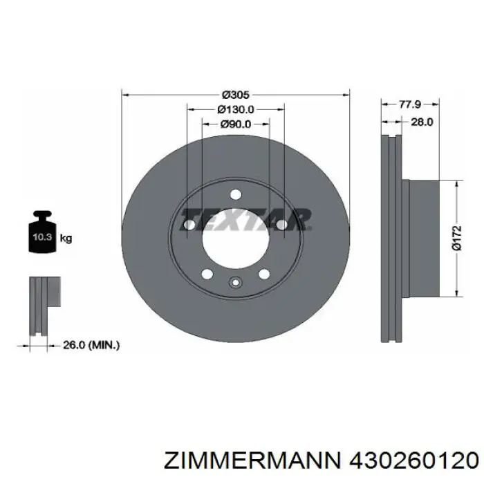 Купить 430260120 Zimmermann Ротор тормозной