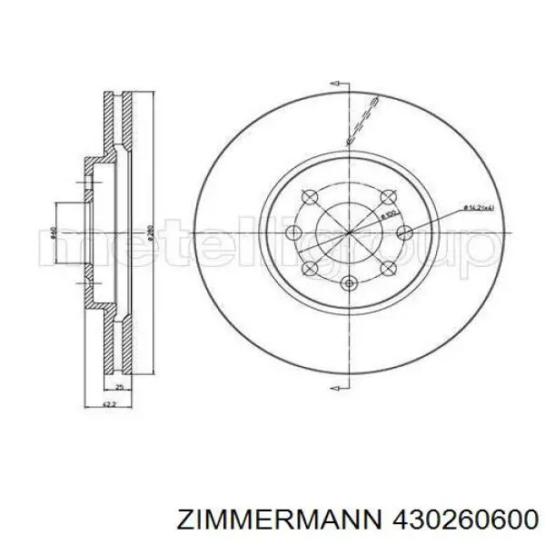 430260600 Zimmermann Диск тормозной передний