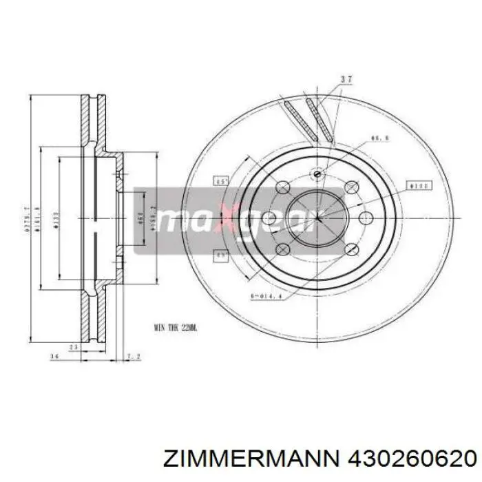 Передний тормозной диск Zimmermann 430260620