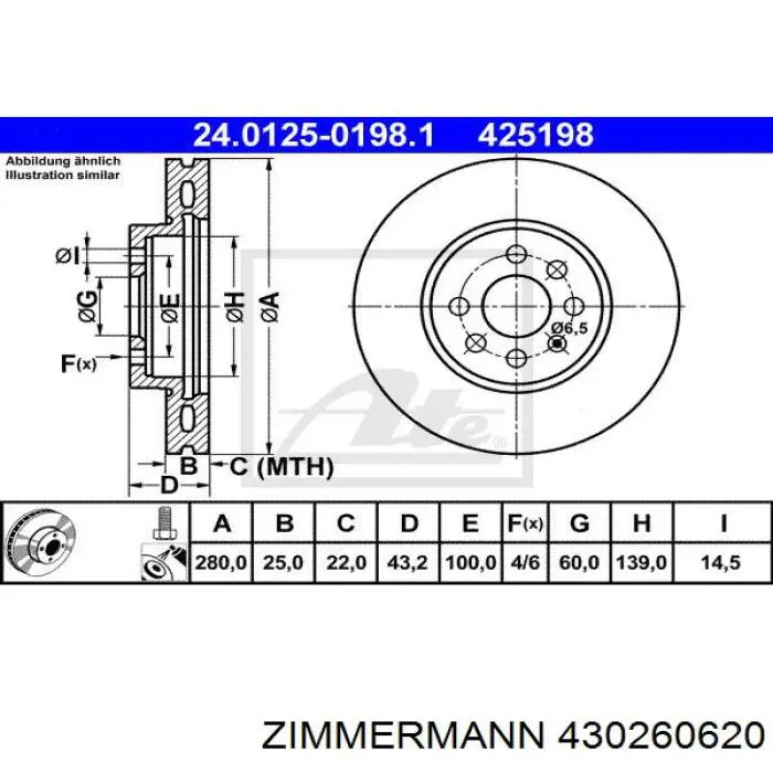 Купить 430260620 Zimmermann Ротор тормозной
