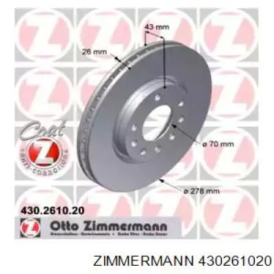 Передние тормозные диски 430261020 Zimmermann