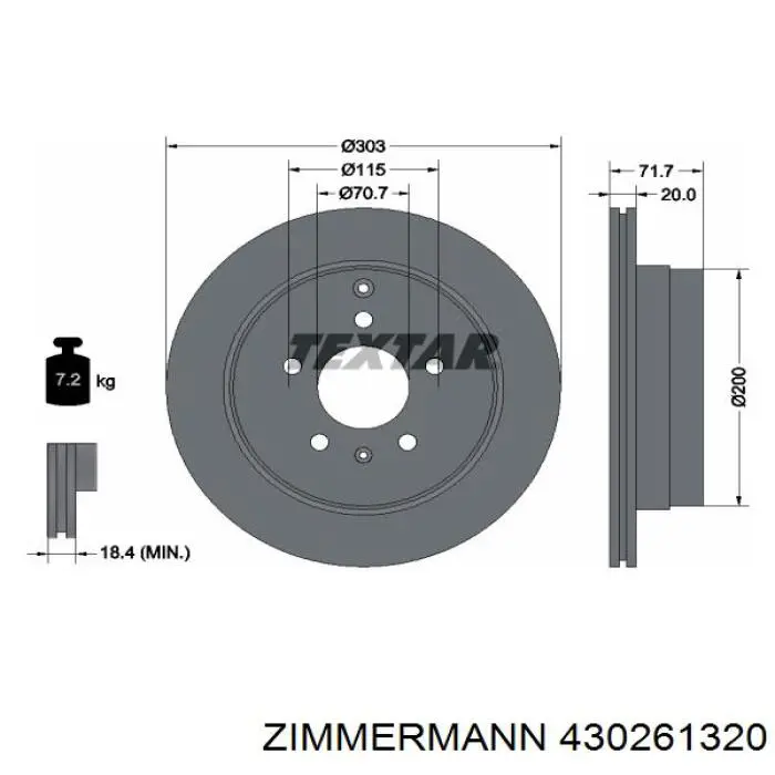 Купить 430261320 Zimmermann Диск тормозной задний