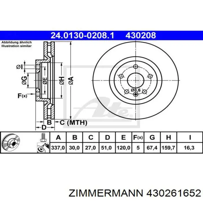 Купить 430261652 Zimmermann Ротор тормозной