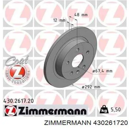 Тормозные диски 430261720 Zimmermann