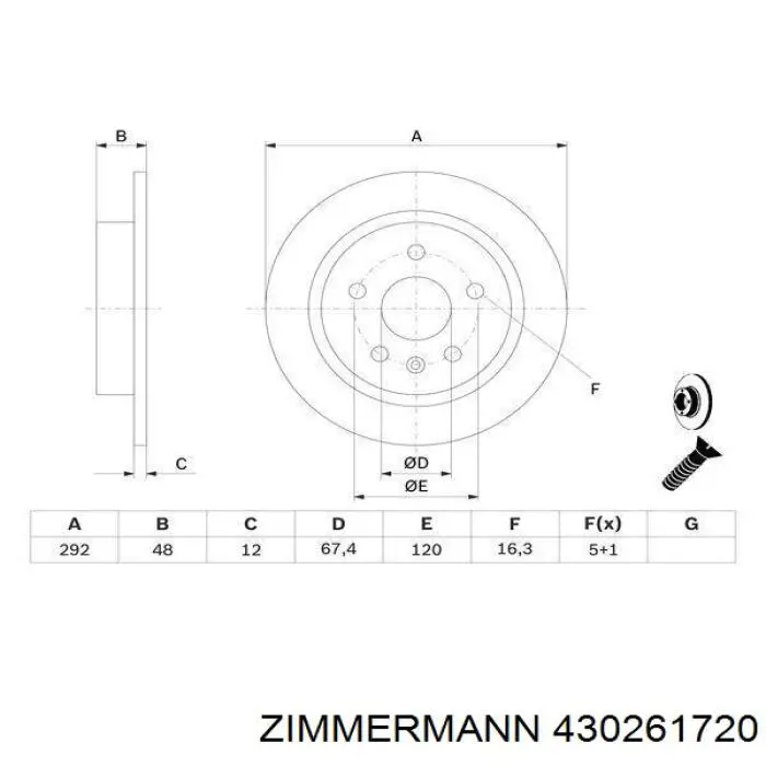 Диск гальмівний задній 430261720 Zimmermann