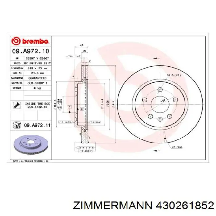 Задний тормозной диск Zimmermann 430261852 цена, от 104.25 USD