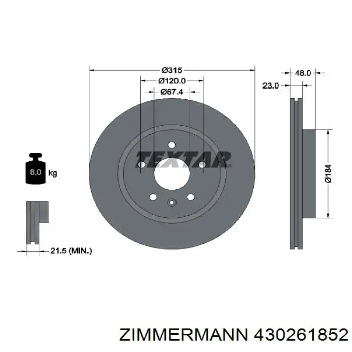 Купить 430261852 Zimmermann Диск тормозной задний