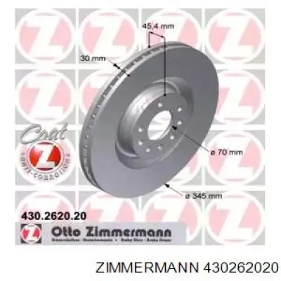 430262020 Zimmermann диск тормозной передний
