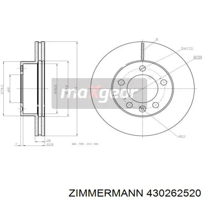 Тормоз дисковый передний Zimmermann 430262520 цена, от 76.26 USD
