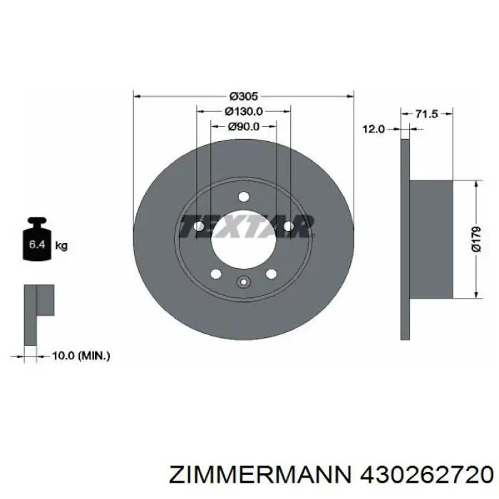 Задний тормозной диск Zimmermann 430262720 цена, от 53.36 USD