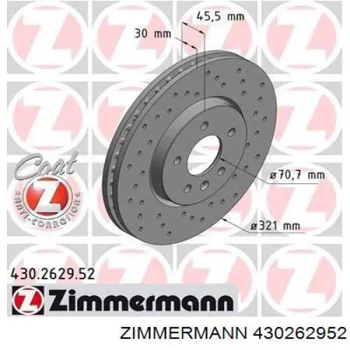 430262952 Zimmermann диск тормозной передний
