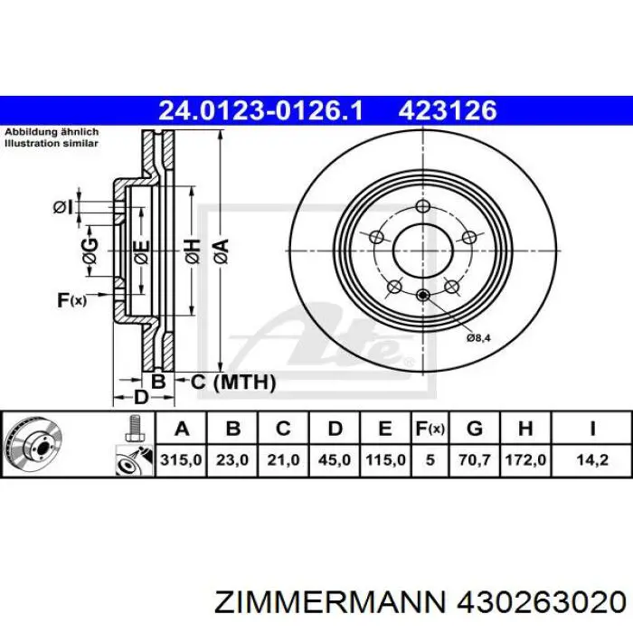 Тормозные диски 430263020 Zimmermann