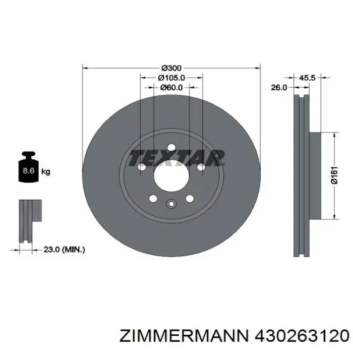 Купить 430263120 Zimmermann Ротор тормозной
