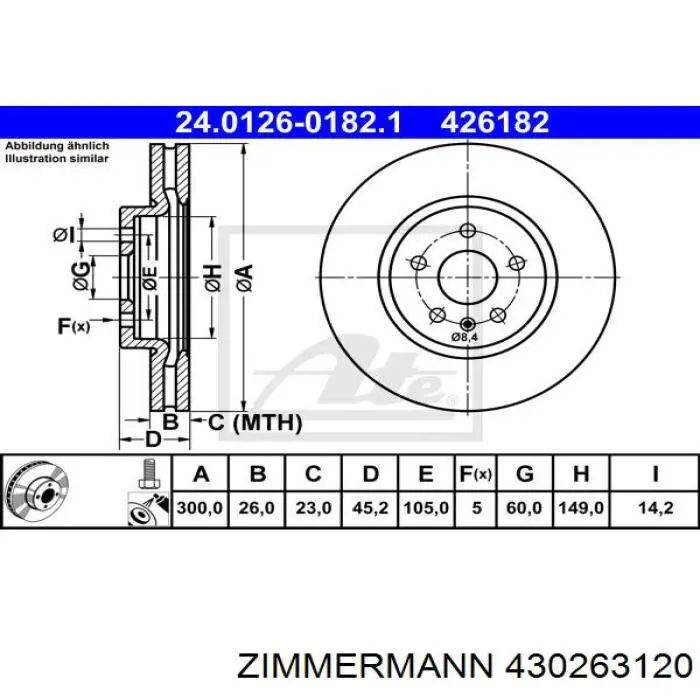 Тормоз дисковый передний Zimmermann 430263120 цена, от 66.38 USD