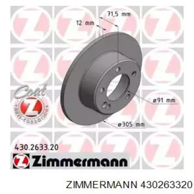 430263320 Zimmermann disco do freio traseiro