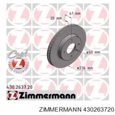 Передние тормозные диски 430263720 Zimmermann