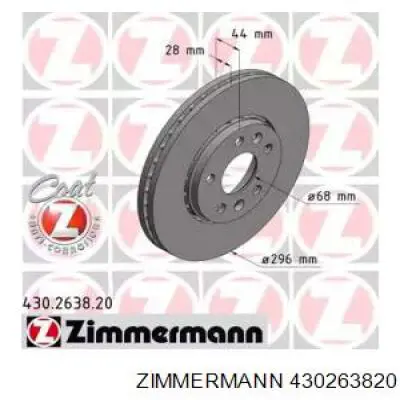 Тормоз дисковый передний Zimmermann 430263820 цена, от 66.46 USD