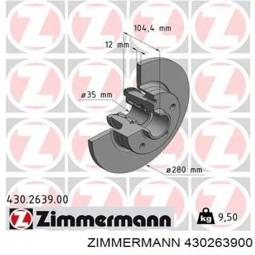 Тормозные диски 430263900 Zimmermann