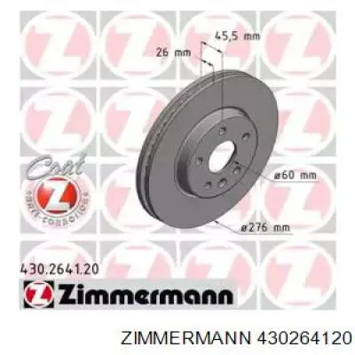 Передние тормозные диски 430264120 Zimmermann