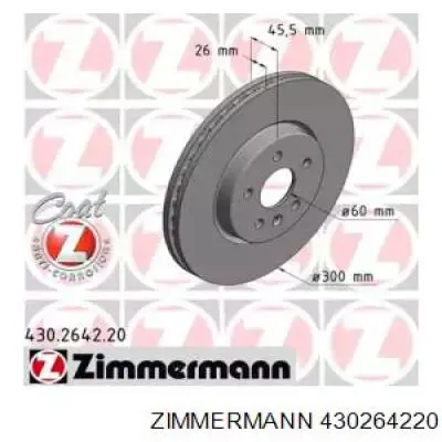 Передние тормозные диски 430264220 Zimmermann