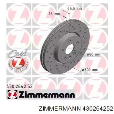 Передние тормозные диски 430264252 Zimmermann