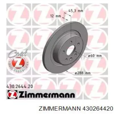 430264420 Zimmermann disco do freio traseiro