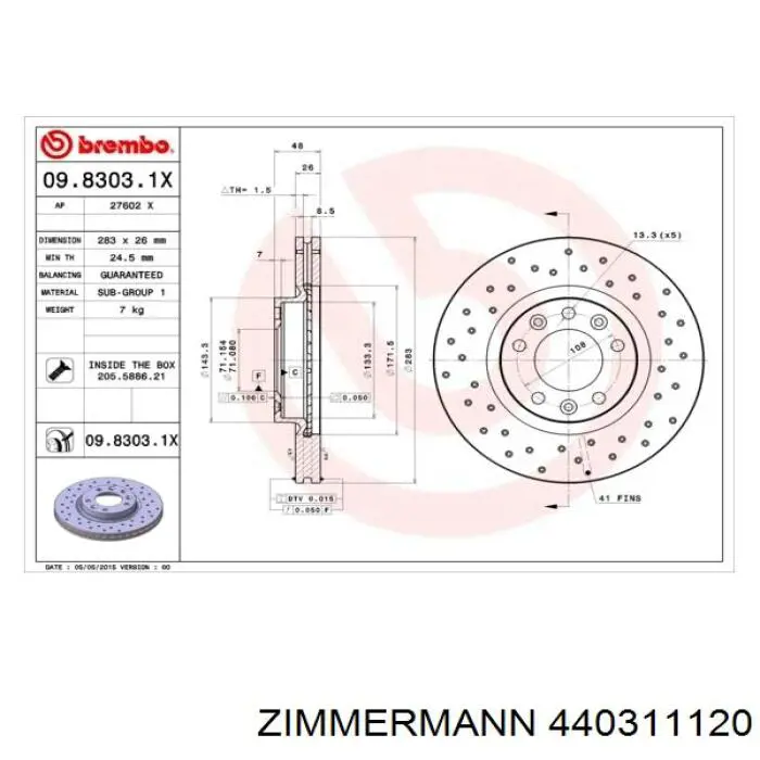 Тормоз дисковый передний Zimmermann 440311120 цена, от 50.47 USD