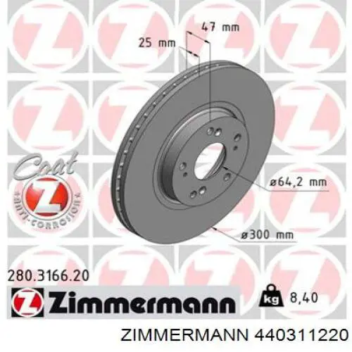 Задний тормозной диск Zimmermann 440311220 цена, от 38.64 USD
