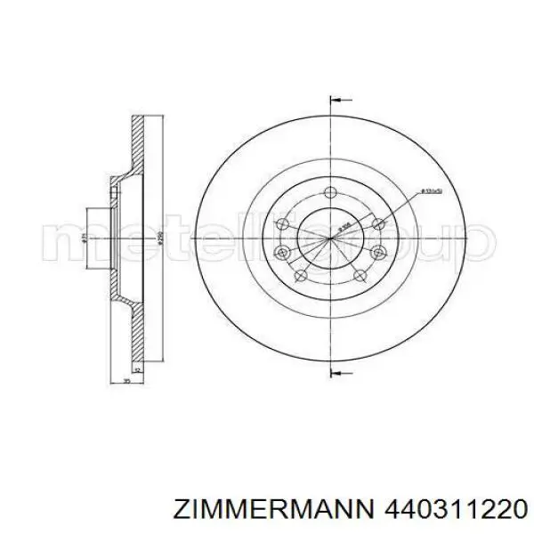 Купить 440311220 Zimmermann Диск тормозной задний