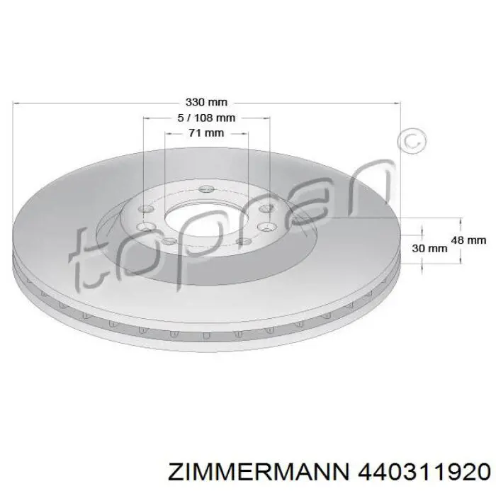 Передний тормозной диск Zimmermann 440311920