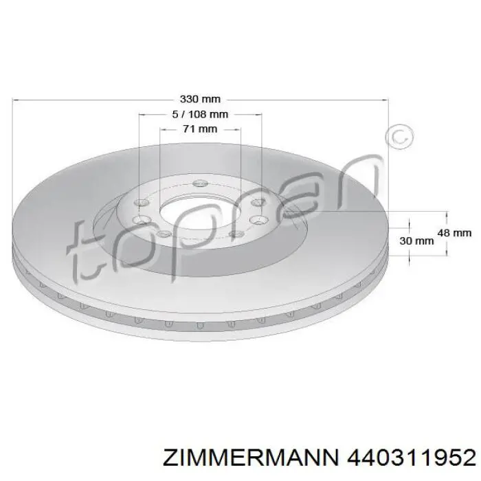 Тормоз дисковый передний Zimmermann 440311952 цена, от 65.72 USD