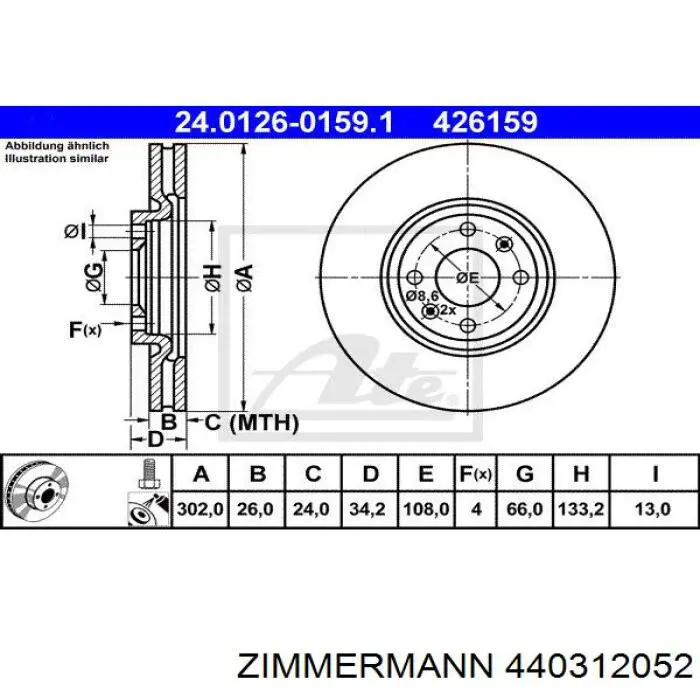 Передние тормозные диски 440312052 Zimmermann