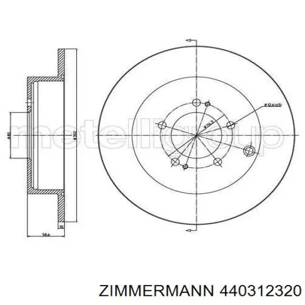 Задний дисковый тормоз Zimmermann 440312320