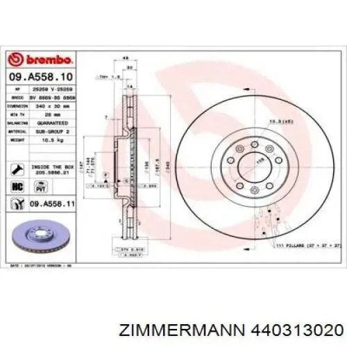 Передний тормозной диск Zimmermann 440313020