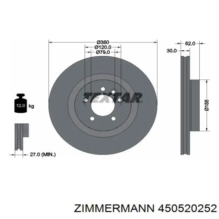 450520252 Zimmermann Диск тормозной передний