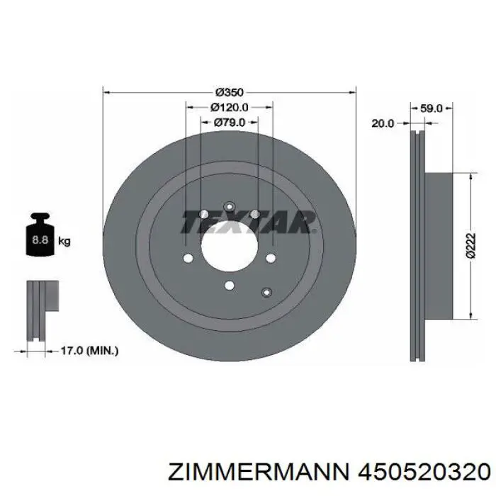 Задний тормозной диск Zimmermann 450520320 цена, от 72.13 USD