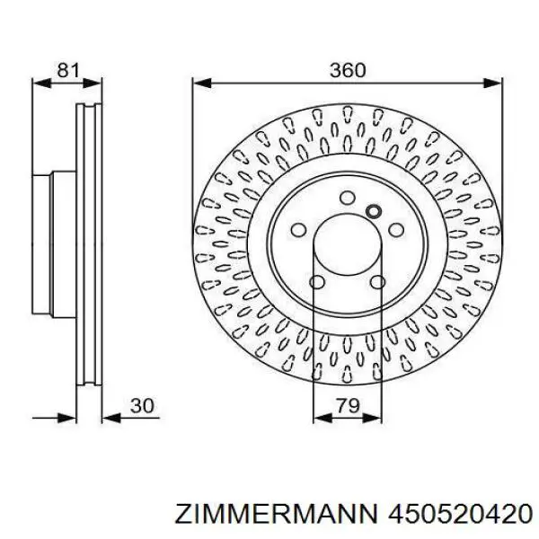 Тормоз дисковый передний Zimmermann 450520420 цена, от 96.54 USD