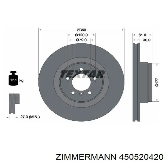 Купить 450520420 Zimmermann Ротор тормозной