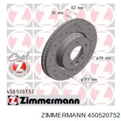 Передние тормозные диски 450520752 Zimmermann